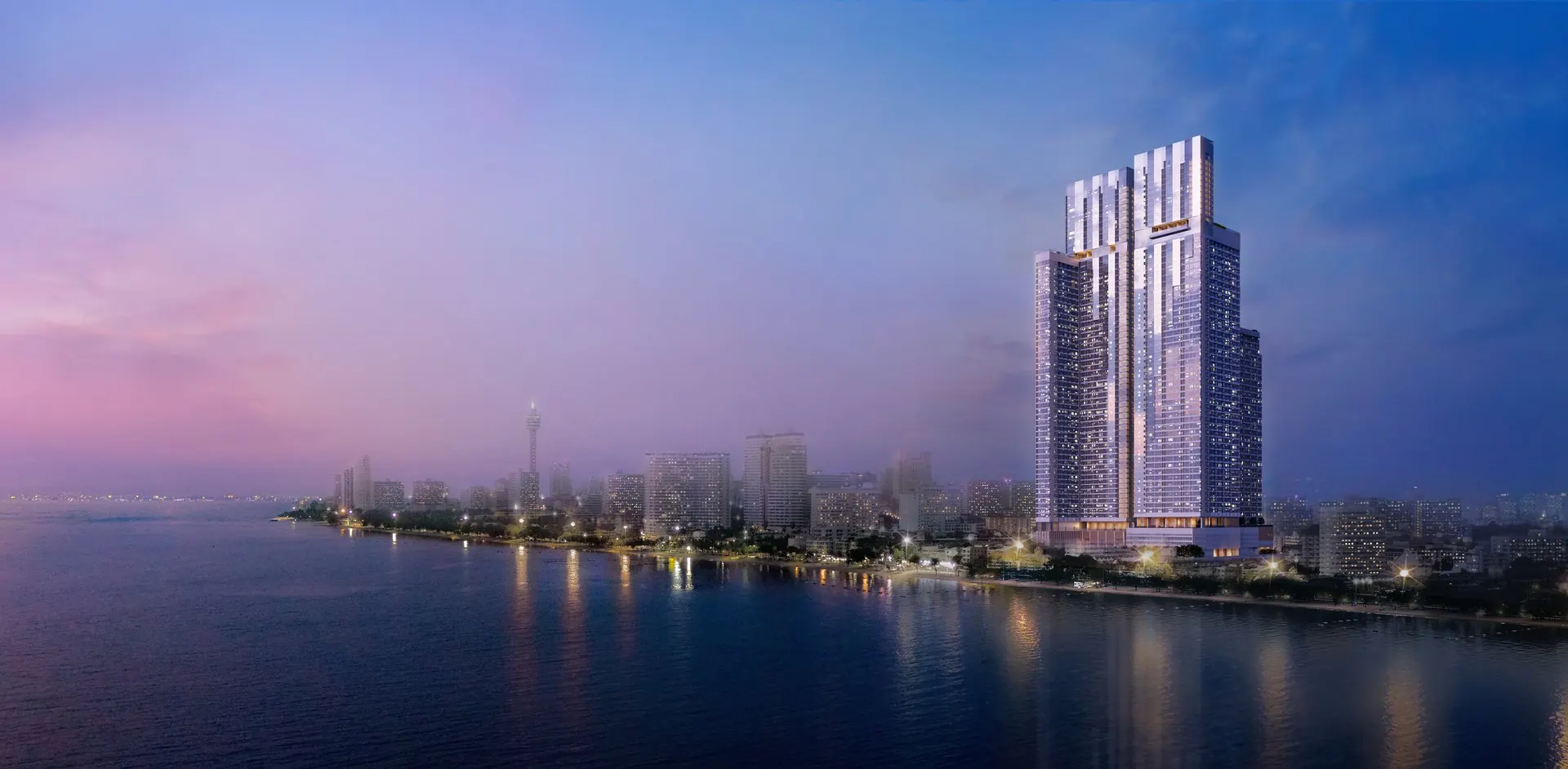 Skypark Lucean tower at dusk